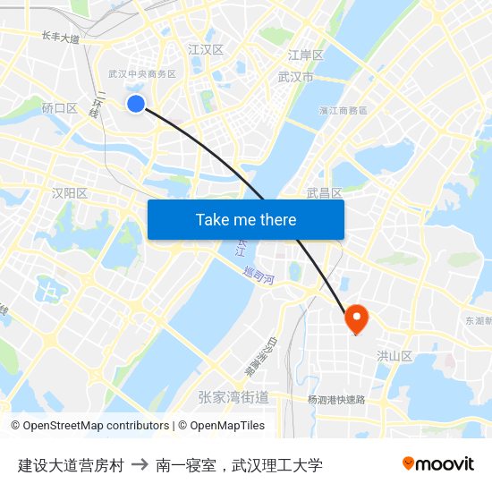 建设大道营房村 to 南一寝室，武汉理工大学 map
