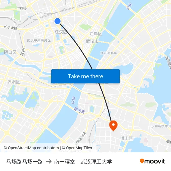 马场路马场一路 to 南一寝室，武汉理工大学 map