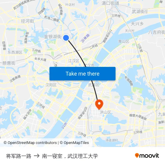 将军路一路 to 南一寝室，武汉理工大学 map