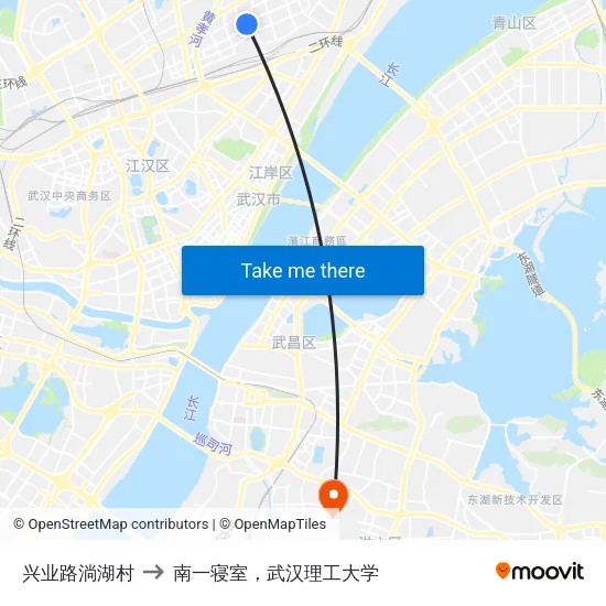 兴业路淌湖村 to 南一寝室，武汉理工大学 map
