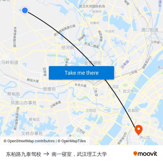 东柏路九泰驾校 to 南一寝室，武汉理工大学 map