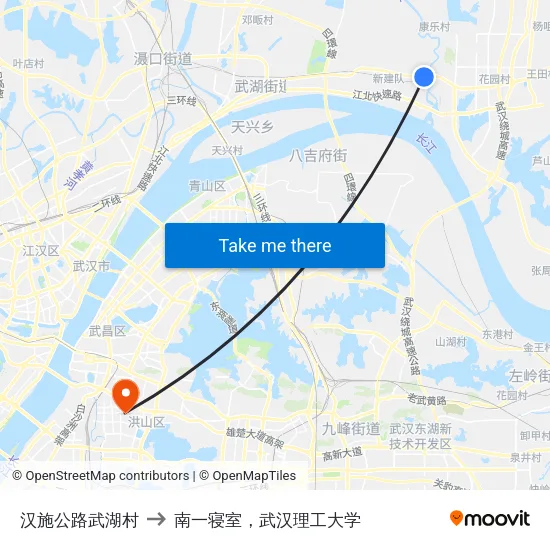 汉施公路武湖村 to 南一寝室，武汉理工大学 map