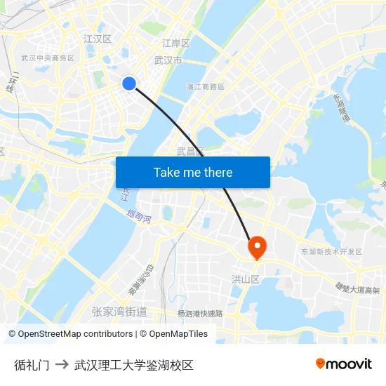 循礼门 to 武汉理工大学鉴湖校区 map