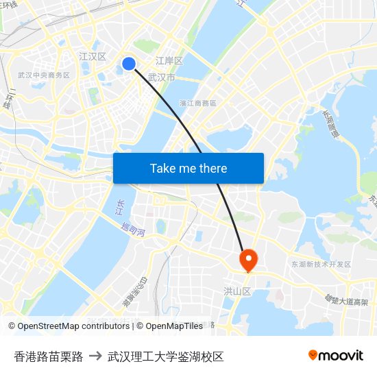香港路苗栗路 to 武汉理工大学鉴湖校区 map