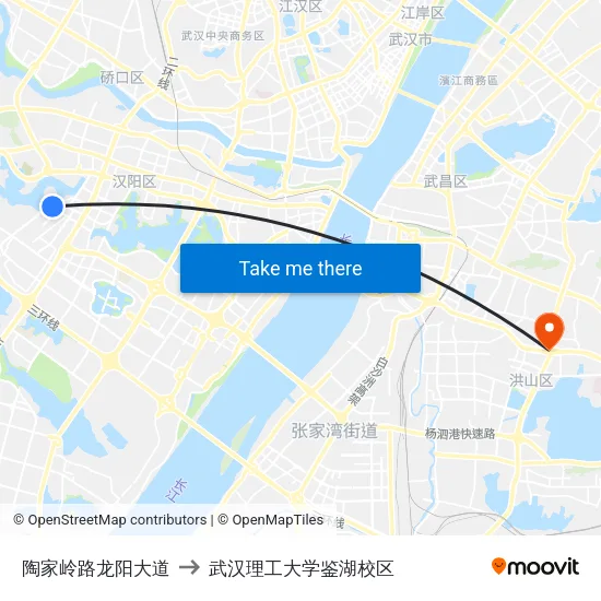 陶家岭路龙阳大道 to 武汉理工大学鉴湖校区 map