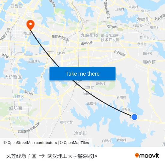 凤莲线墩子堂 to 武汉理工大学鉴湖校区 map