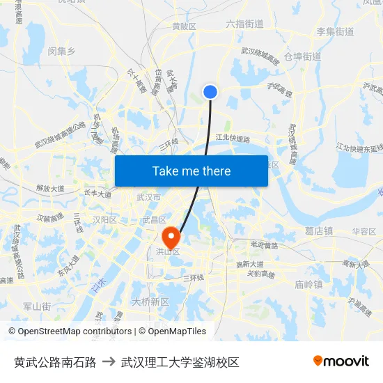 黄武公路南石路 to 武汉理工大学鉴湖校区 map