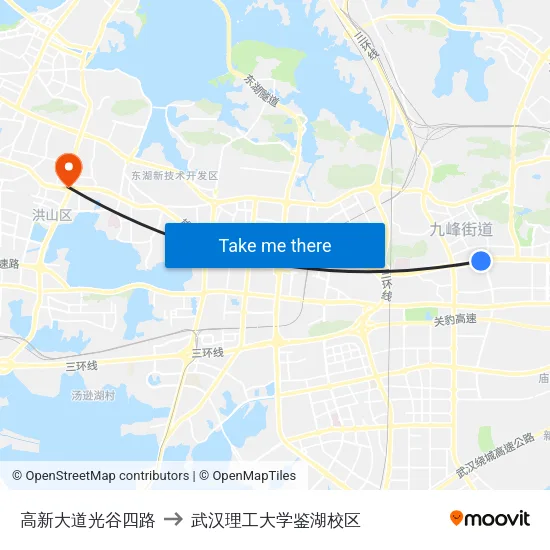 高新大道光谷四路 to 武汉理工大学鉴湖校区 map