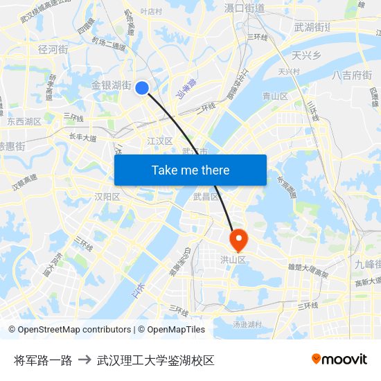 将军路一路 to 武汉理工大学鉴湖校区 map