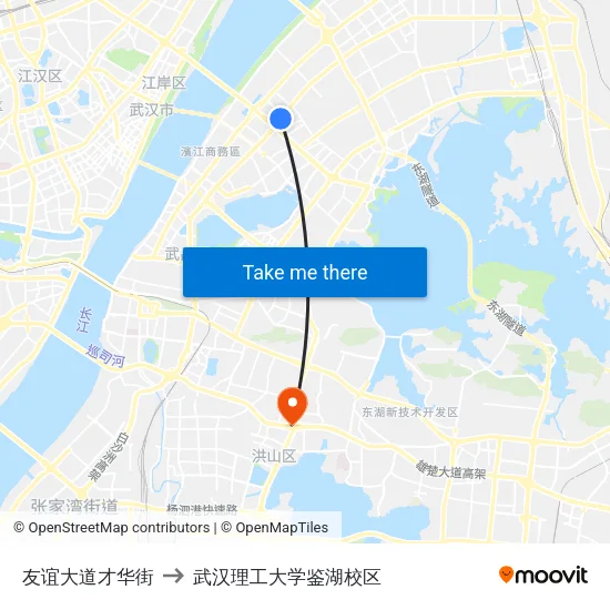 友谊大道才华街 to 武汉理工大学鉴湖校区 map