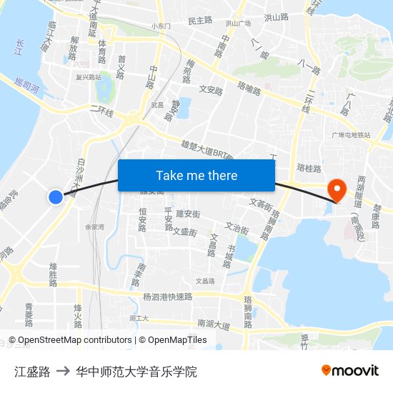 江盛路 to 华中师范大学音乐学院 map