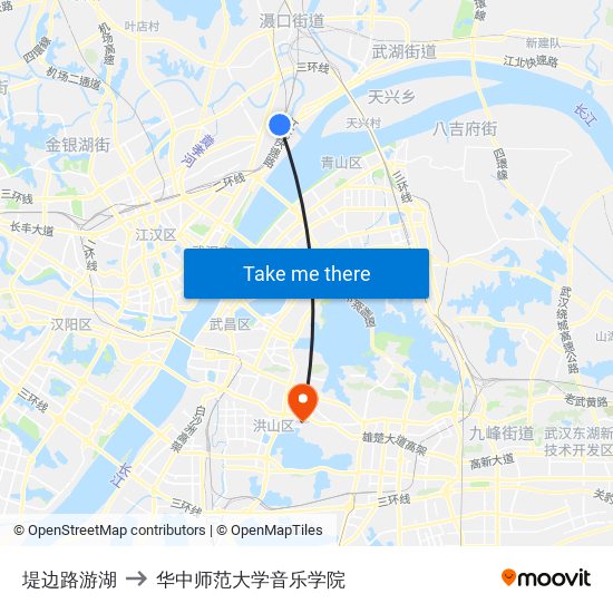 堤边路游湖 to 华中师范大学音乐学院 map