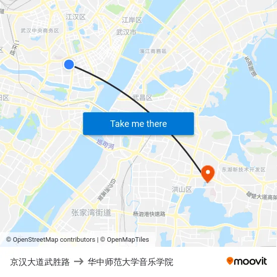 京汉大道武胜路 to 华中师范大学音乐学院 map
