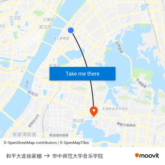 和平大道徐家棚 to 华中师范大学音乐学院 map