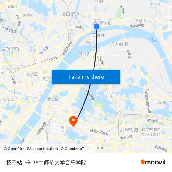 招呼站 to 华中师范大学音乐学院 map