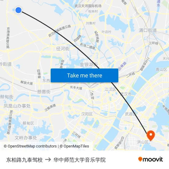 东柏路九泰驾校 to 华中师范大学音乐学院 map