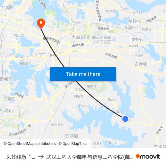 凤莲线墩子塘湾 to 武汉工程大学邮电与信息工程学院(邮科院校区) map