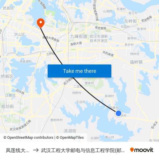 凤莲线大范湾 to 武汉工程大学邮电与信息工程学院(邮科院校区) map