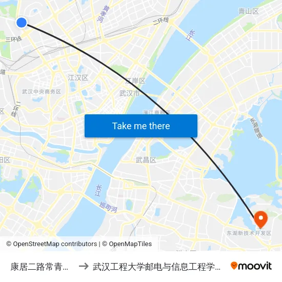 康居二路常青第一学校 to 武汉工程大学邮电与信息工程学院(邮科院校区) map