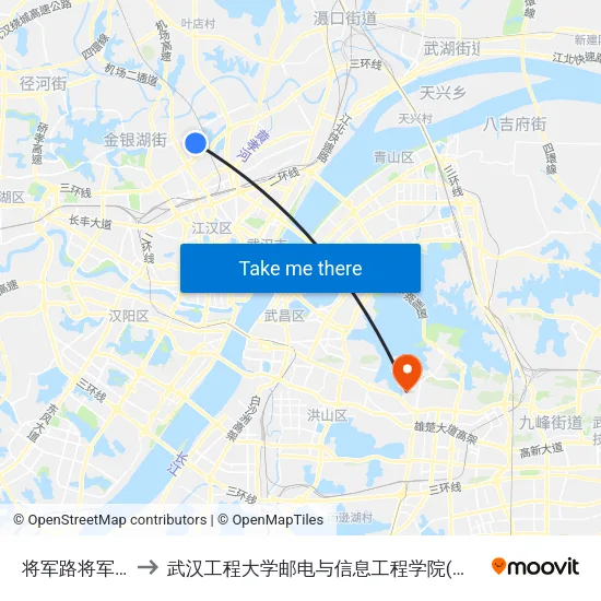 将军路将军二路 to 武汉工程大学邮电与信息工程学院(邮科院校区) map