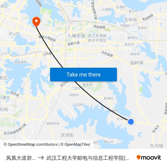 凤凰大道碧桂园 to 武汉工程大学邮电与信息工程学院(邮科院校区) map