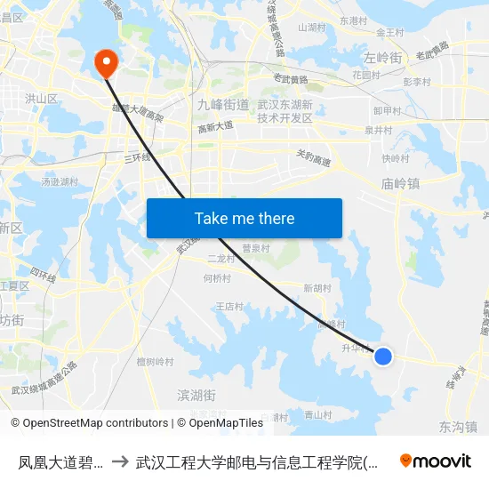凤凰大道碧桂园 to 武汉工程大学邮电与信息工程学院(邮科院校区) map