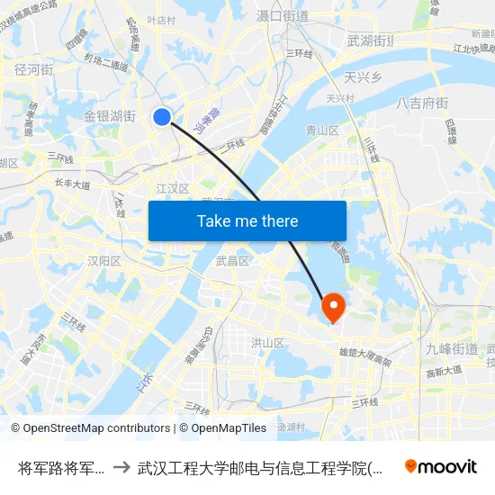 将军路将军三路 to 武汉工程大学邮电与信息工程学院(邮科院校区) map