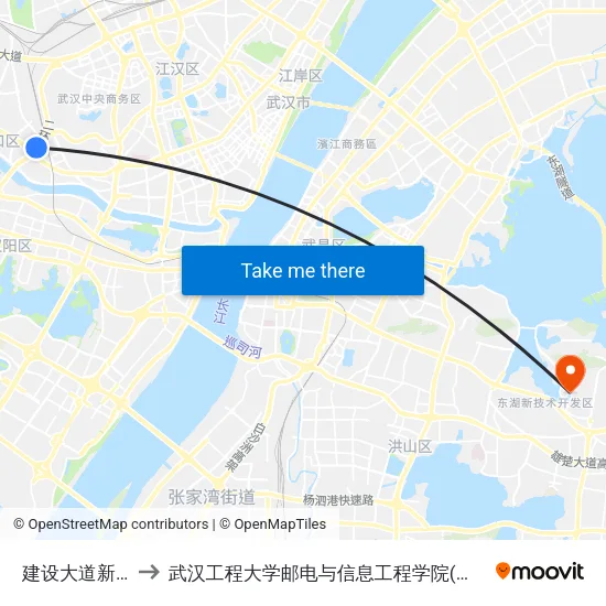 建设大道新合村 to 武汉工程大学邮电与信息工程学院(邮科院校区) map