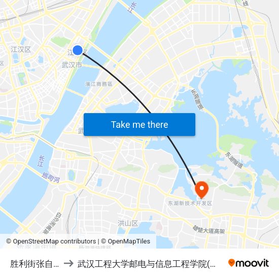 胜利街张自忠路 to 武汉工程大学邮电与信息工程学院(邮科院校区) map