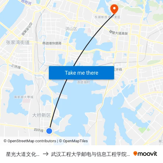 星光大道文化大道口 to 武汉工程大学邮电与信息工程学院(邮科院校区) map