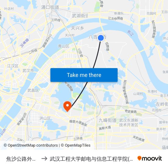 焦沙公路外贸码头 to 武汉工程大学邮电与信息工程学院(邮科院校区) map