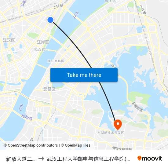 解放大道二七路 to 武汉工程大学邮电与信息工程学院(邮科院校区) map