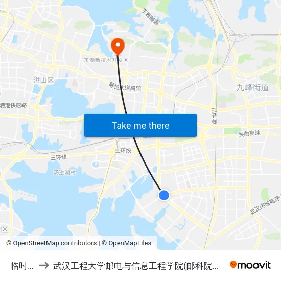 临时站 to 武汉工程大学邮电与信息工程学院(邮科院校区) map
