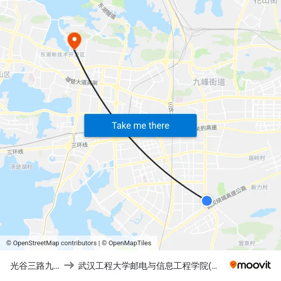 光谷三路九夫村 to 武汉工程大学邮电与信息工程学院(邮科院校区) map