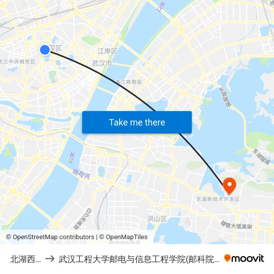 北湖西路 to 武汉工程大学邮电与信息工程学院(邮科院校区) map