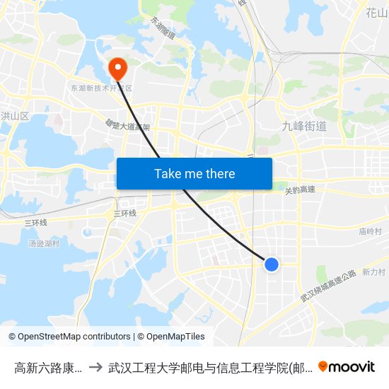 高新六路康一路 to 武汉工程大学邮电与信息工程学院(邮科院校区) map