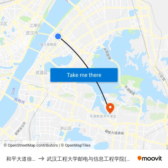 和平大道徐家棚 to 武汉工程大学邮电与信息工程学院(邮科院校区) map