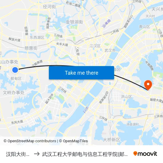 汉阳大街新农 to 武汉工程大学邮电与信息工程学院(邮科院校区) map