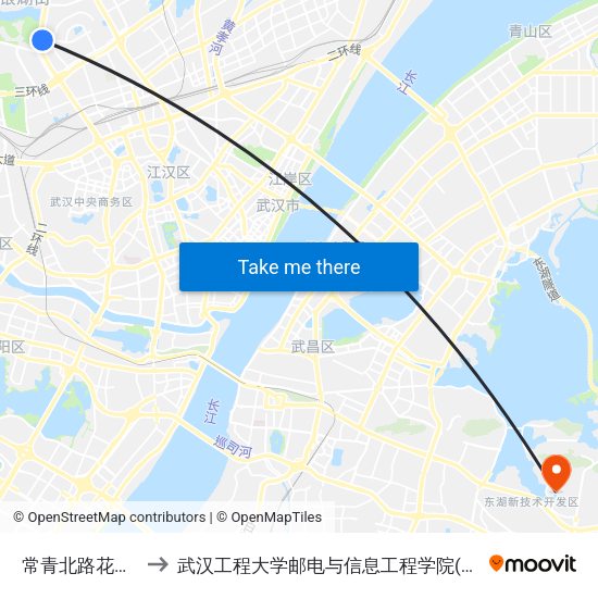 常青北路花园中路 to 武汉工程大学邮电与信息工程学院(邮科院校区) map