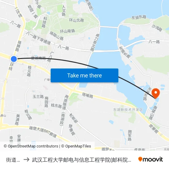 街道口 to 武汉工程大学邮电与信息工程学院(邮科院校区) map