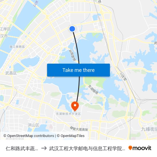 仁和路武丰蔬菜市场 to 武汉工程大学邮电与信息工程学院(邮科院校区) map