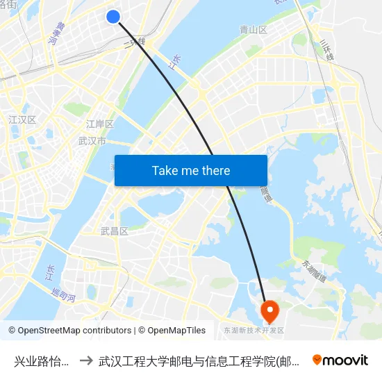 兴业路怡康苑 to 武汉工程大学邮电与信息工程学院(邮科院校区) map