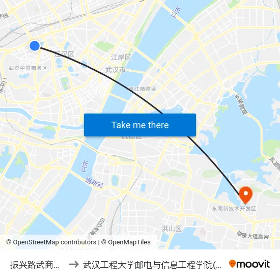 振兴路武商量贩店 to 武汉工程大学邮电与信息工程学院(邮科院校区) map