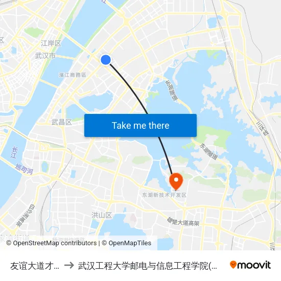 友谊大道才华街 to 武汉工程大学邮电与信息工程学院(邮科院校区) map
