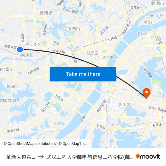 革新大道富民路 to 武汉工程大学邮电与信息工程学院(邮科院校区) map