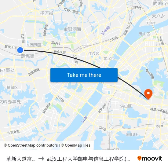 革新大道富民路 to 武汉工程大学邮电与信息工程学院(邮科院校区) map
