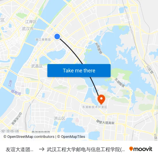 友谊大道团结村路 to 武汉工程大学邮电与信息工程学院(邮科院校区) map