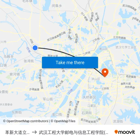 革新大道立光路 to 武汉工程大学邮电与信息工程学院(邮科院校区) map