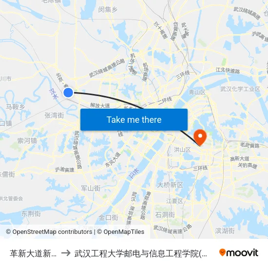 革新大道新径路 to 武汉工程大学邮电与信息工程学院(邮科院校区) map
