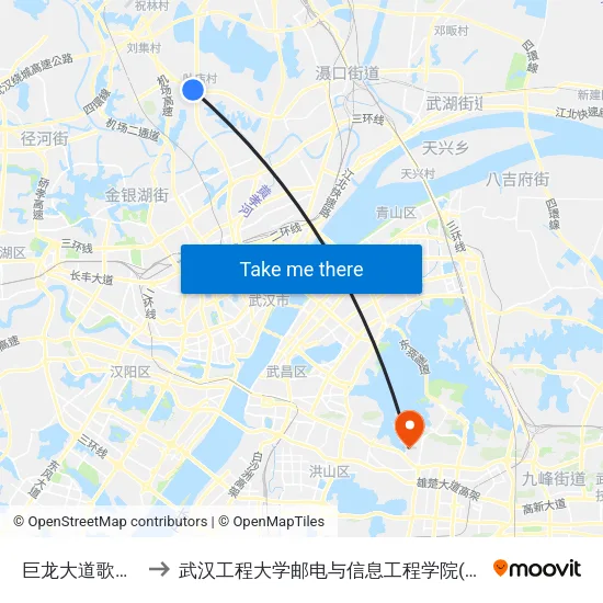 巨龙大道歌林花园 to 武汉工程大学邮电与信息工程学院(邮科院校区) map